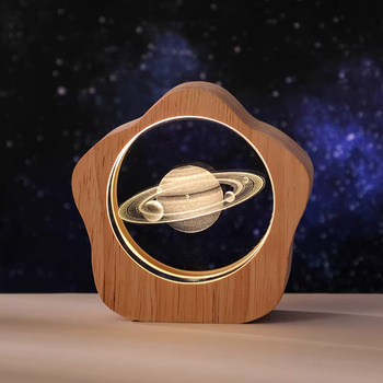 Drewniano-szklana lampka "kosmos" (zasilanie USB)