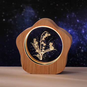 Drewniano-szklana lampka "kosmos" (zasilanie USB)