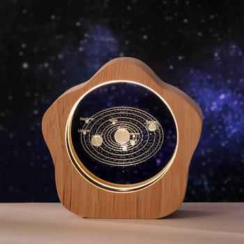 Drewniano-szklana lampka "kosmos" (zasilanie USB)
